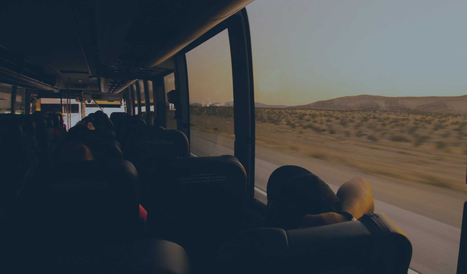 Landscape view from inside a bus